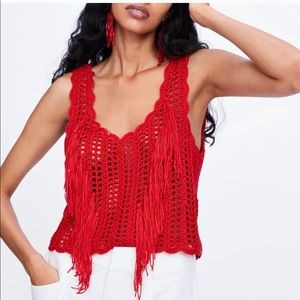 ZARA Fringed Crocheted 🧶 Top